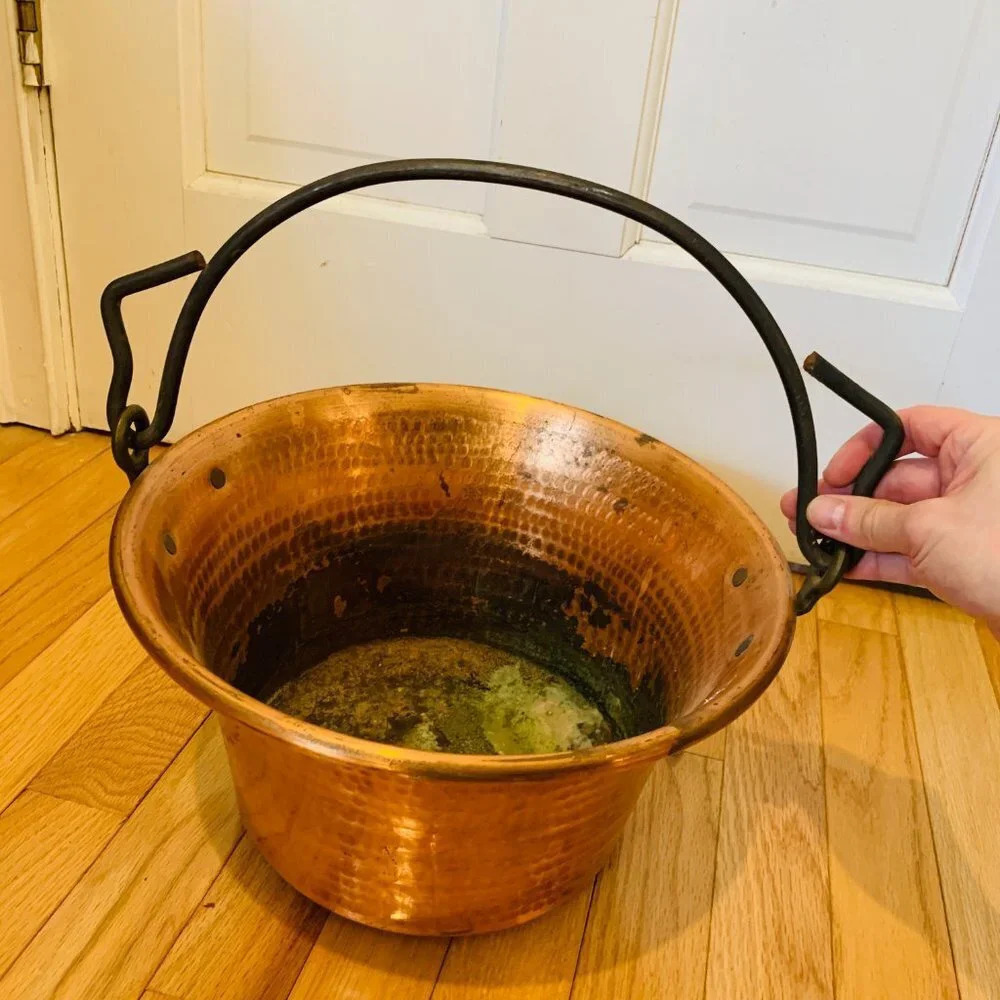 FINE Antique HAND MADE COPPER KETTLE Dovetailed Hammered - Picture 4 of 16